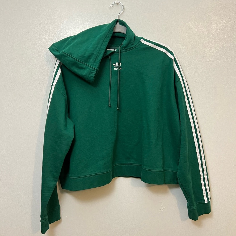 cropped adidas green hoodie